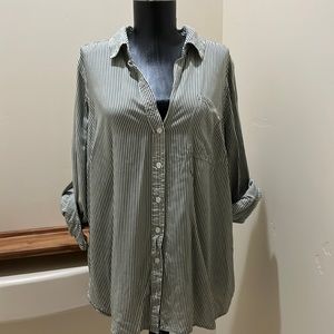 Premise Studio green and white stripe button down shirt size 0X